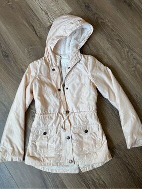 Copper Key Pale Pink Hooded Utility Jacket with Sherpa Lining